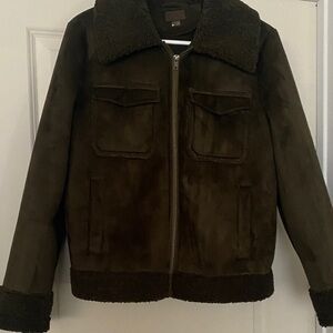 Mother Faux Brown Suede Faux Shearling Jacket Size Medium